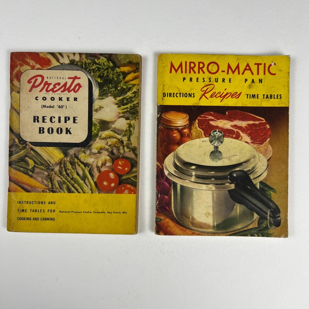 Presto Mirro-Matic Pressure Cooker Recipe Book Lot 2 Vintage 1940s 1950s Cooking